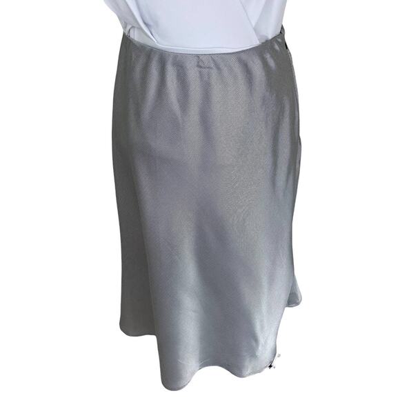 Pinstripe satin slip skirt, Must Have women's large black silver gray silky midi - Picture 2 of 7